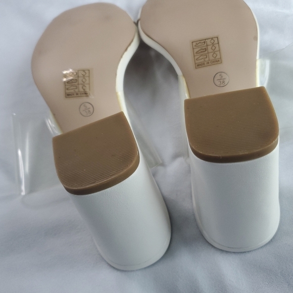 Clear Strap PVC Block Heel Open Toe with Toe Post Loop Mule Sandals - Picture 7 of 12